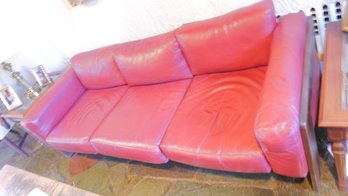 Mobel Red Leather Couch With A Set Of Matching Chairs