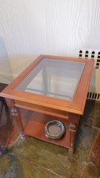 Matching Wood And Glass End Tables