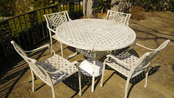 Metal Outdoor Table (round) And Four Chairs.