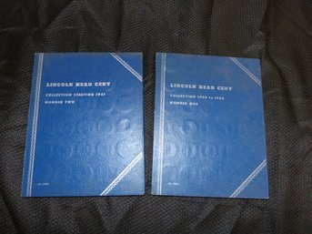 Collection Of Old Lincoln Pennies In 2 Books