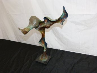 Vintage Abstract Modernist Copper Sculpture  - Signed -