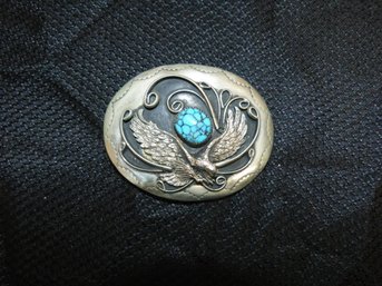 Vintage Southwest Style Belt Buckle With Turquoise