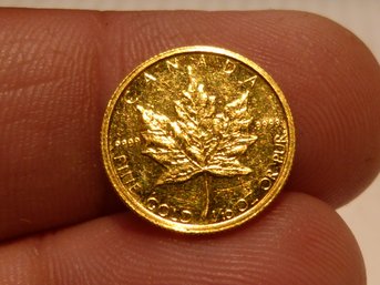 1985 Canadian Maple Leaf Gold Coin  $5 Dollar  .9999 Fine Gold