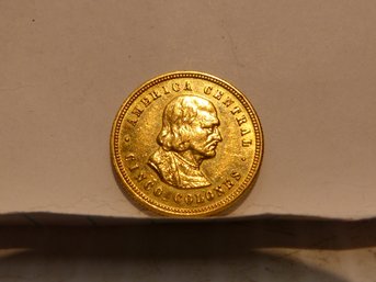 1899 Gold Coin 5 Colones Costa Rica    .900 Fine Gold