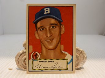 Original Vintage 1952 Topps Warren Spahn Baseball Card