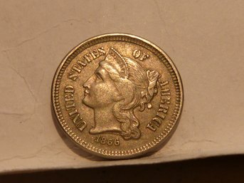 1866 US Three Cent Piece Coin