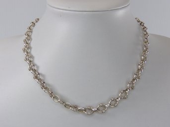 Beautiful Oval Link Sterling Silver  Necklace With Toggle Clasp