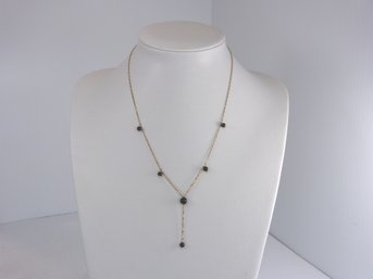 Dainty 10K Yellow Gold & Black Onyx Drop Necklace