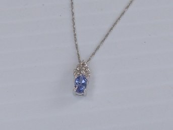 Dainty 10K White Gold & Tanzanite Necklace / Pendant