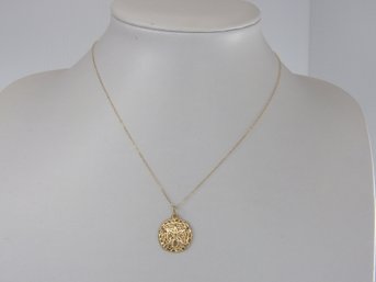 Dainty 14K Yellow Gold Sand Dollar Necklace / Pendant