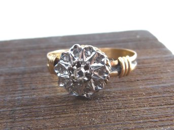 Antique 10K Yellow & White Gold Diamond Ring