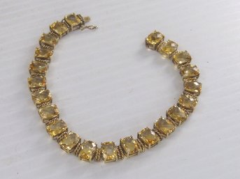 Gold Over Sterling Faceted Citrine Bracelet