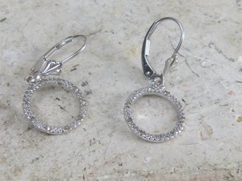 14K White Gold & Diamond Accent Circle Earrings