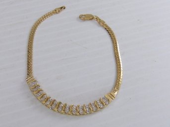 14K Yellow Gold Double Row Diamond Bracelet