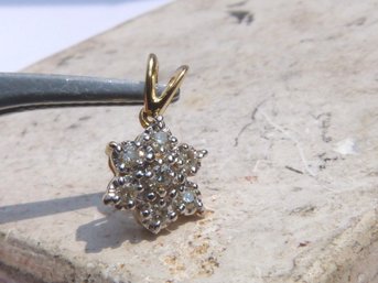 10K Yellow & White Gold  Diamond Cluster Pendant