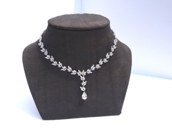 Dazzling Sterling Silver & CZ Drop Necklace