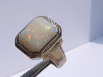 Vintage  14K White Gold & Opal Men's Ring