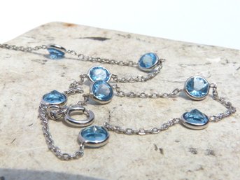 Dainty 14K White Gold & Aquamarine Bracelet