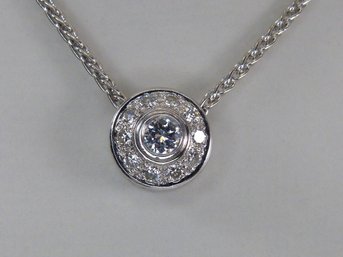 Spectacular 18K White Gold  Diamond Pendant And Necklace