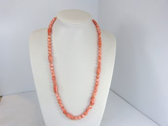 Beautiful 14K Yellow Gold & Carved Pink Coral Necklace