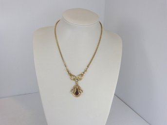 Elegant Vintage 12K G.F. Purple Stone Drop Necklace