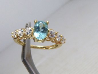 10K Yellow Gold Aquamarine  Ring