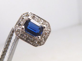 Spectacular 14 K White Gold , Sapphire &  Diamond Pendant