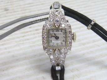 Vintage Bulova Art Deco Platinum & Diamond Ladies Wristwatch