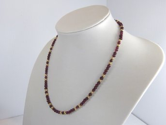 14 K Yellow Gold & Garnet Necklace