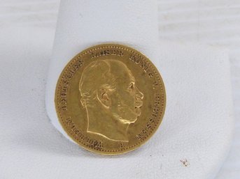 1873  B 10 Mark Karl I German States Prussia Gold Coin  .900 Fine Gold