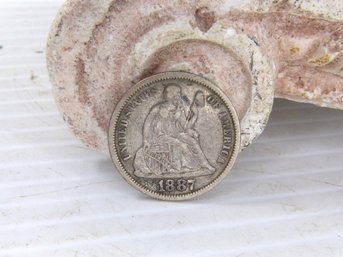 1887 US Seated Liberty Dime Silver Coin