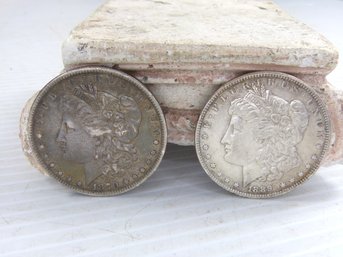 Lot Of (2) US Morgan Silver Dollars - 1879  , 1889