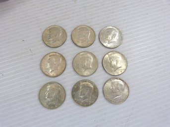 Lot Of (9) US Kennedy Half Dollars - 40  Percent Silver