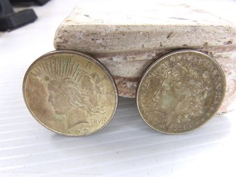 Lot Of (2) US  Silver Dollar Coins  - 1921 Morgan , 1922 Peace