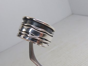 Wide , Heavy Sterling Silver Spinner Ring