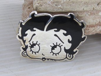 Unique Sterling Silver & Enamel Betty Boop Pin