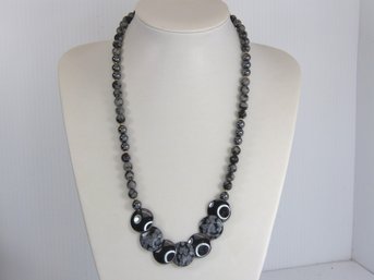 Snowflake Obsidian & Hematite Statement Necklace