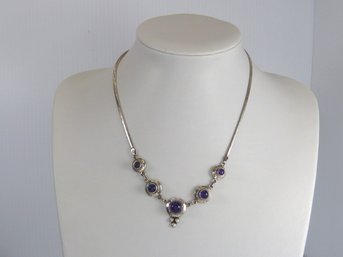 Vintage Sterling Silver & Amethyst Necklace