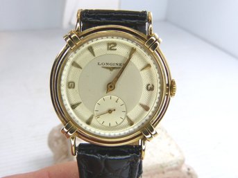 Gorgeous Vintage 14 K Yellow Gold Men's Longines Wristwatch