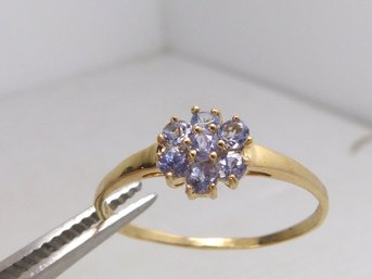 Beautiful 10K Yellow Gold Multi Stone Tanzanite Ring