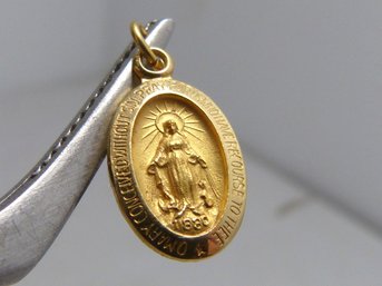 Small 14K Yellow Gold Mother Mary Religious Pendant