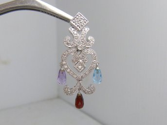 Shimmering 14K  White Gold Multi Diamond Pendant