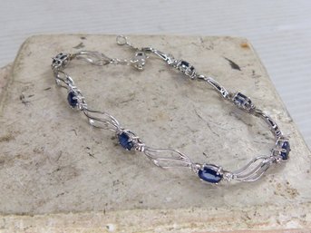 10K White Gold & Sapphire Bracelet