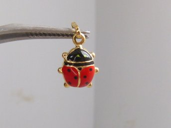 Cute 14K Yellow Gold & Enamel Ladybug Pendant