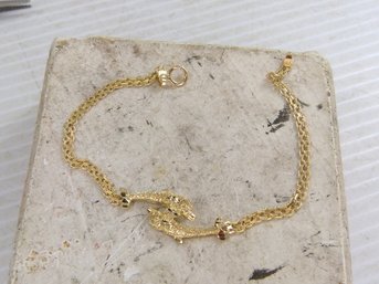 14K Yellow Gold Twin Dolphin Link Bracelet