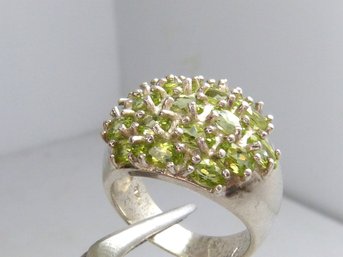 Large Sterling Silver & Multi Stone Peridot Ring