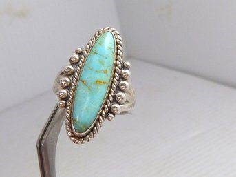 Vintage Sterling Silver & Turquoise Native American Ring  - Signed -