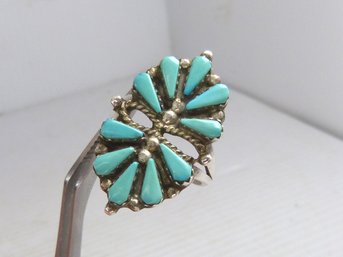 Vintage Sterling Silver & Petit Point Turquoise Native American Ring