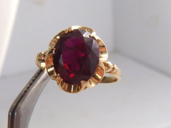 14K Yellow Gold & Large Ruby Ring