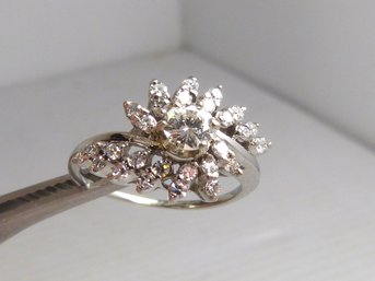 Spectacular Vintage 14K White Gold Multi Stone Diamond Cocktail Ring